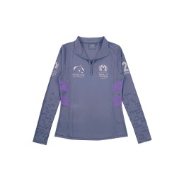 Order gray long-sleeved turtleneck polo shirt, women's half-chest zipper shirt, side contrast patch, sleeve printing P1555 Order gray long-sleeved turtleneck polo shirt, women's half-chest zipper shirt, side contrast patch, sleeve printing P1555